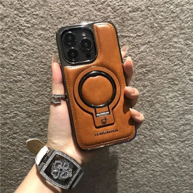 Luxury Leather Case with Invisible Stand for iPhone