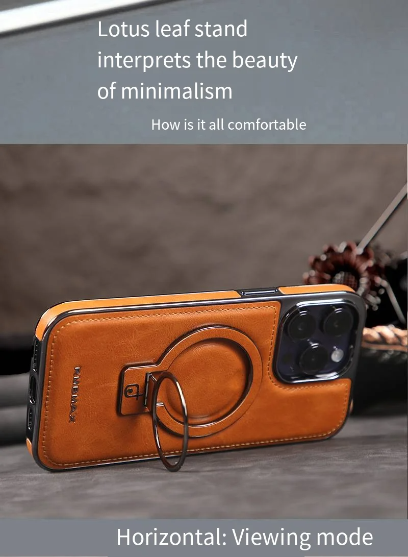 Luxury Leather Case with Invisible Stand for iPhone
