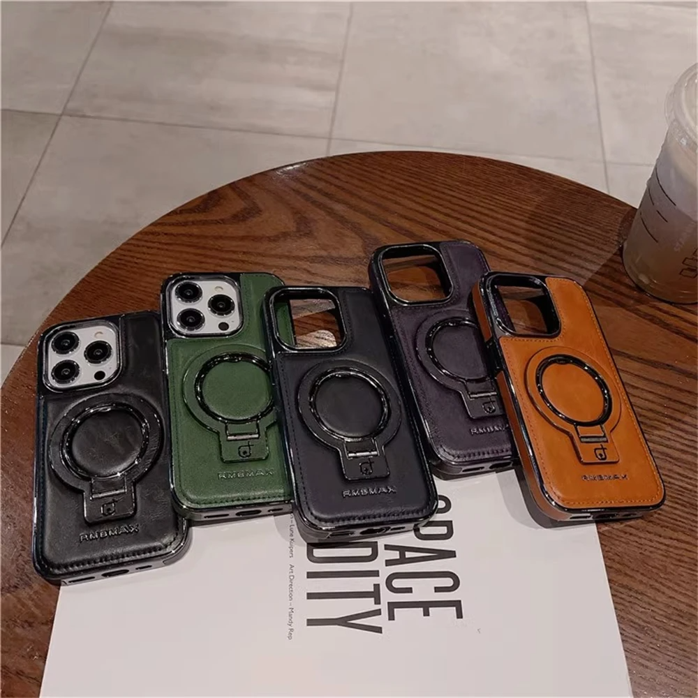 Luxury Leather Case with Invisible Stand for iPhone